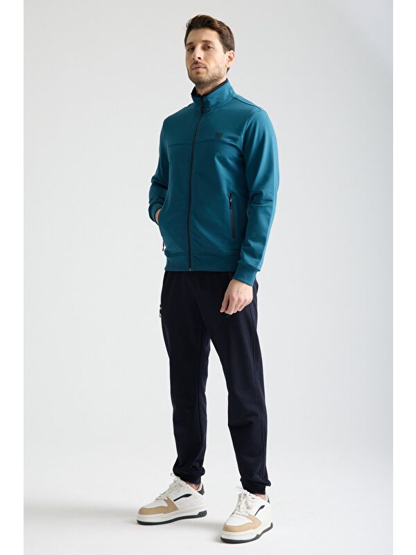 Shooter Sportswear Petrol Mavisi  Erkek Luxe Eşofman Takımı Rahat Kalıp Manşetli Minimal Logo