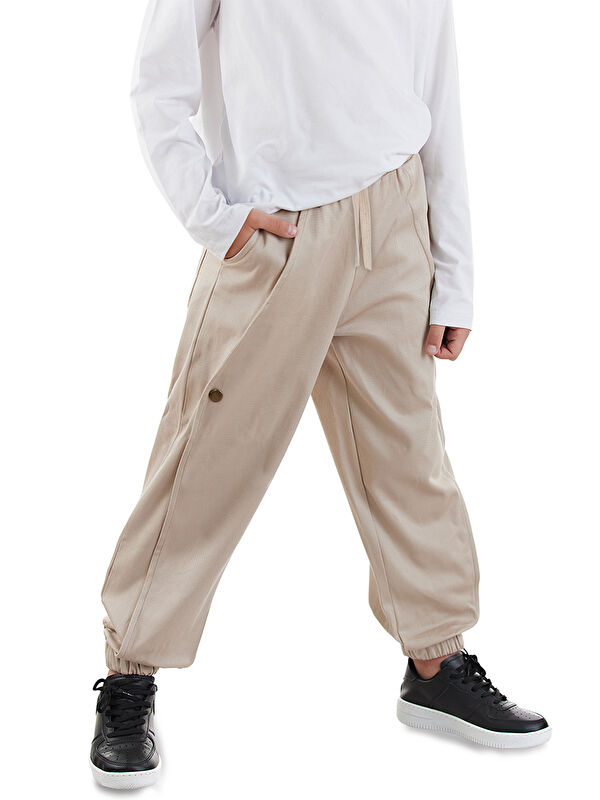 Denokids Erkek Çocuk Bej Gabardin Pantolon