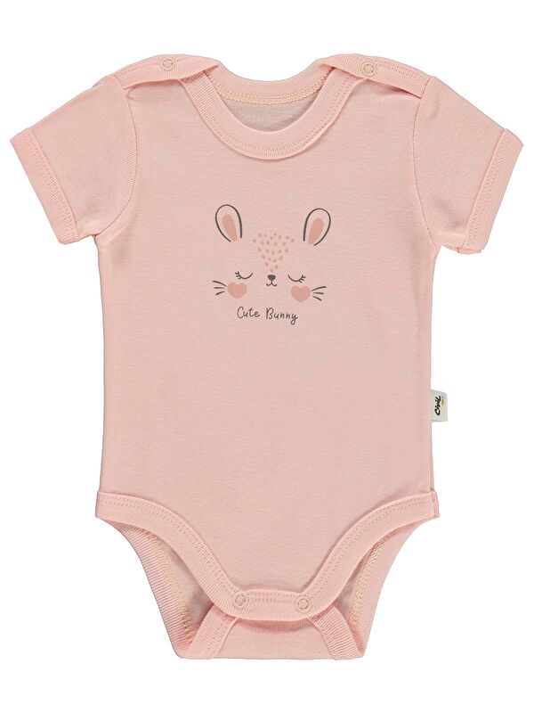 Civil Baby Cute Bunny Baskılı 1-36 Ay Çıtçıtlı Badi - Pembe 1-3 Ay