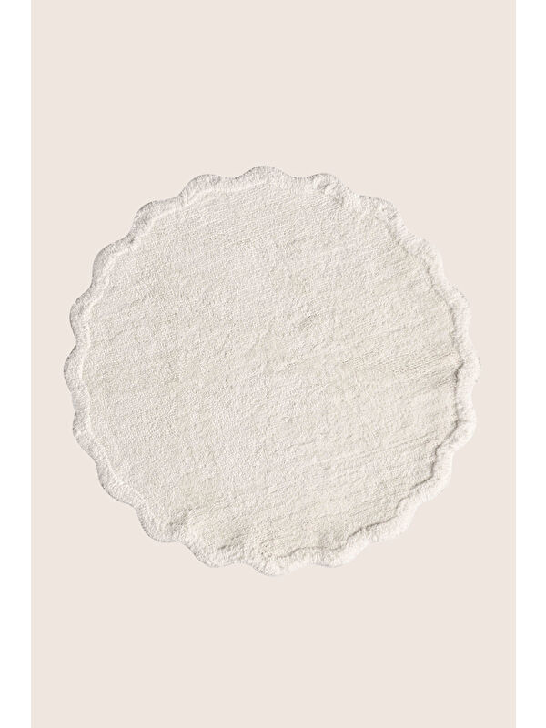 İrya Scallop Yuvarlak Banyo Paspası Bambu 90x90 Ekru