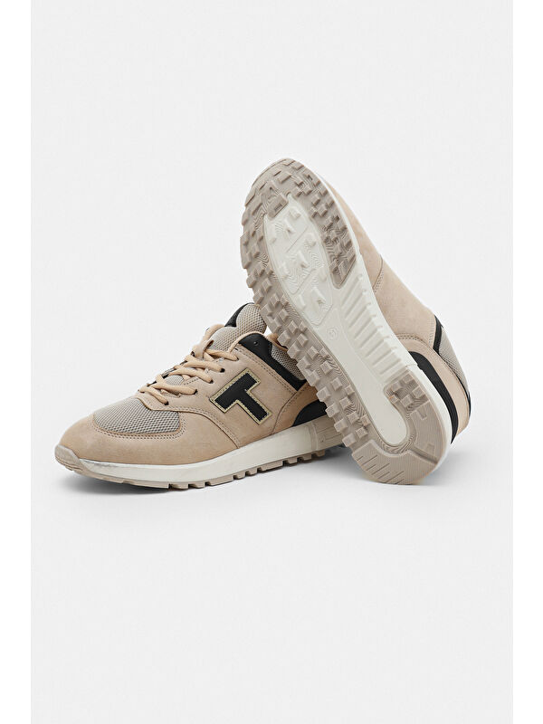 Unisex Krem Kaymaz Eva Taban Bağcıklı Spor Ayakkabı - Görsel 4