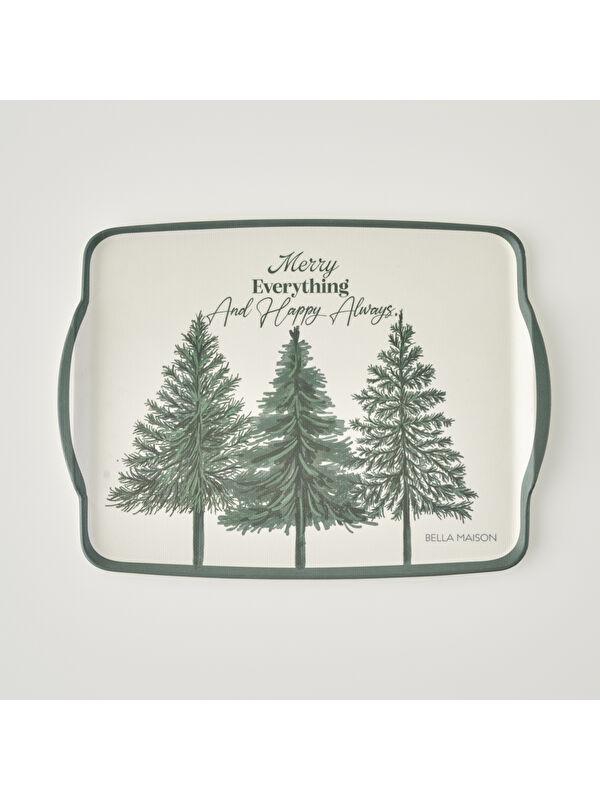Bella Maison New Year Yılbaşı Melamin Tepsi Yeşil (42x31 cm)