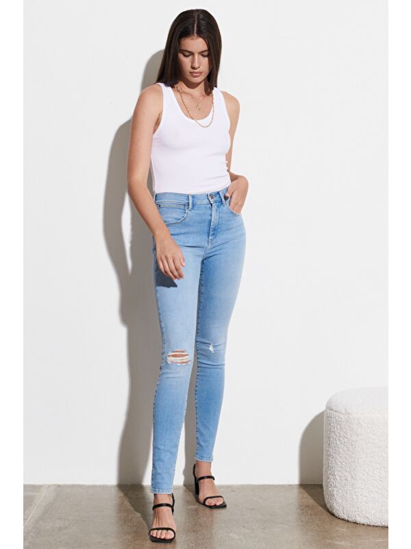 Wrangler Mavi Skinny Fit Yüksek Bel Esnek Jean Pantolon