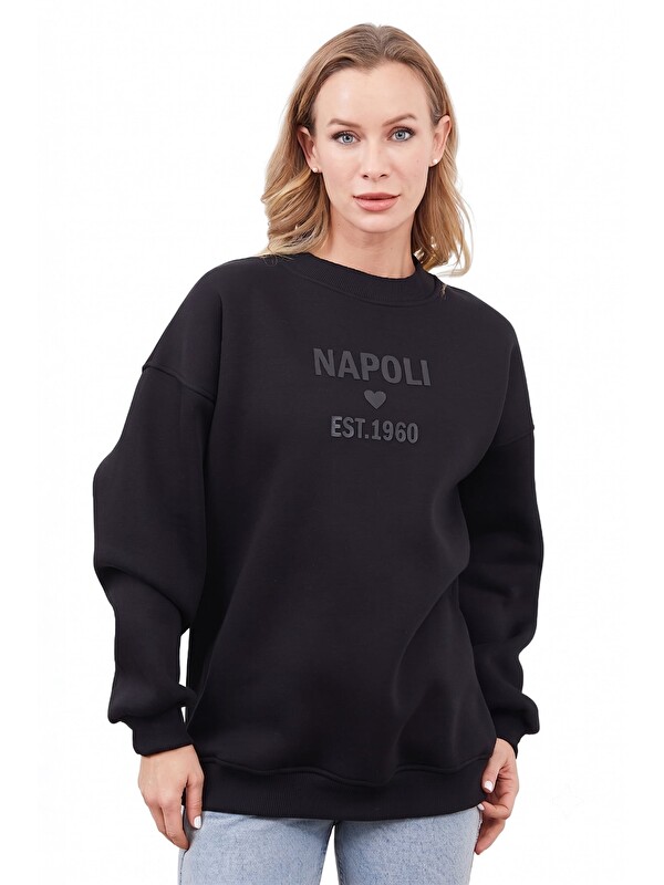 Fullamoda Napoli Baskılı Oversize Sweatshirt