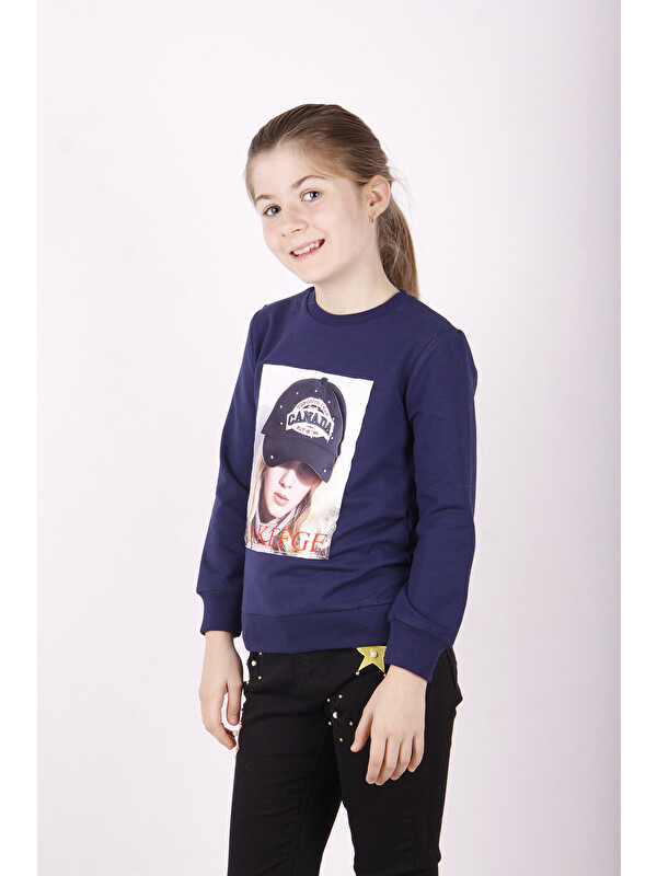 Toontoykids Kız Çocuk Şapkası 3D Baskılı Sweatshirt