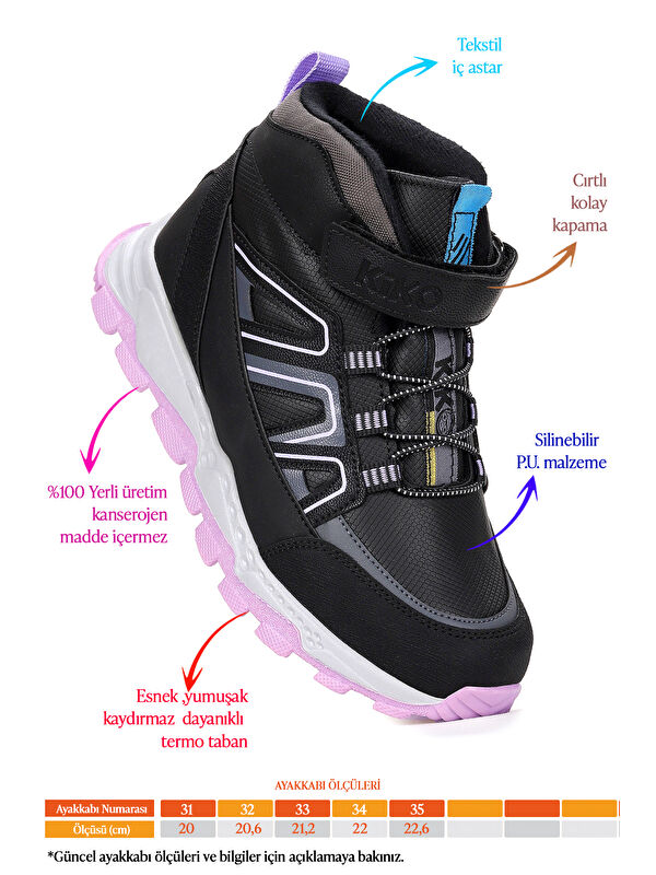 Kcal Termo Taban Cırtlı Kız Çocuk Spor Bot Ayakkabı - Görsel 3