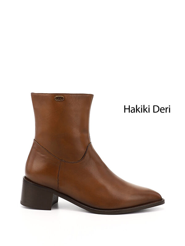 GÖNDERİ(R) Kadın HAKİ-TABA Fermuarlı Sivri Burun Hakiki Deri Bot