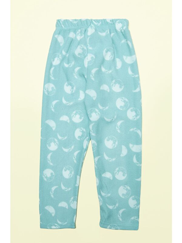 Fullamoda Beli Lastikli Ay Baskılı Unisex Çocuk Polar Pijama Altı