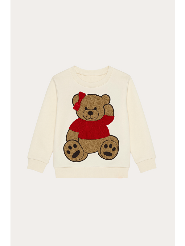 Katia And Bony Kız Çocuk Teddy Sweatshirt Pijama Üstü Ekru