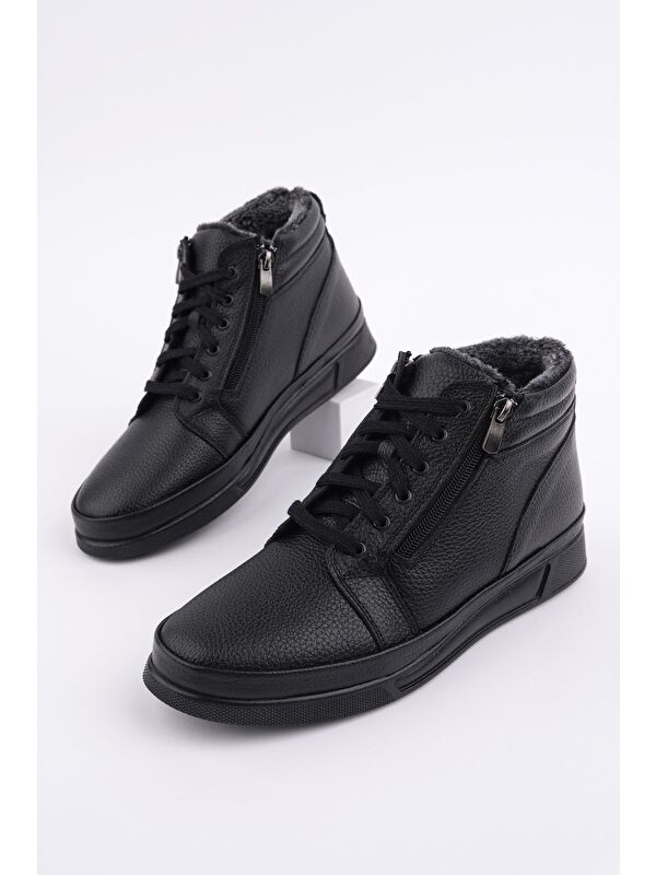 TİTAN Hakiki Deri İçi Kürklü Fermuarlı ve Bağcıklı Erkek Kışlık Bot - Görsel 2