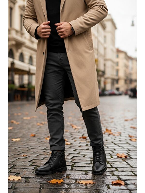 TİTAN Hakiki Deri İçi Kürklü Fermuarlı ve Bağcıklı Erkek Kışlık Bot - Görsel 6