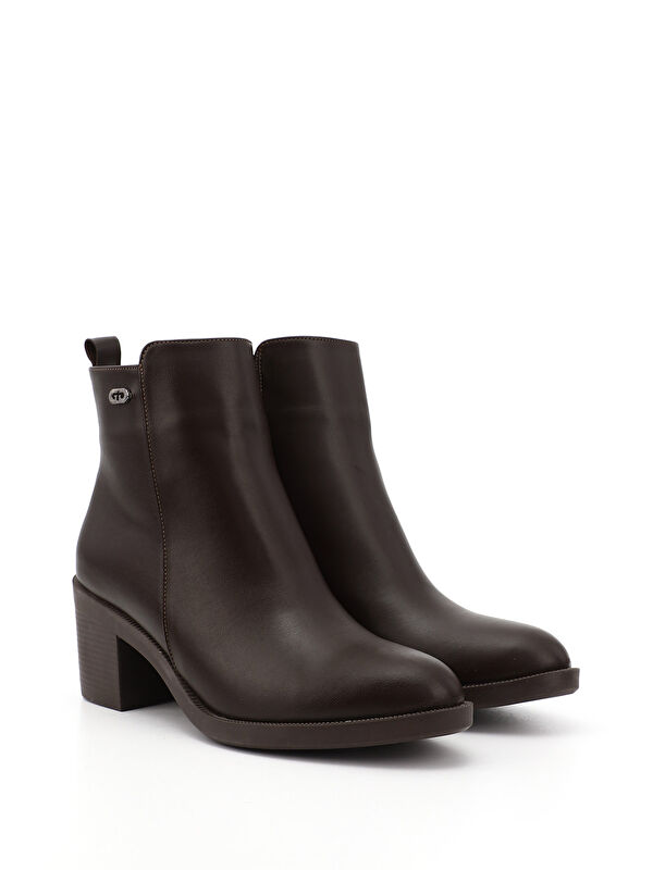Kadın ÇİKOLATA KAHVE Fermuarlı Kalın Topuklu Bot - Görsel 3