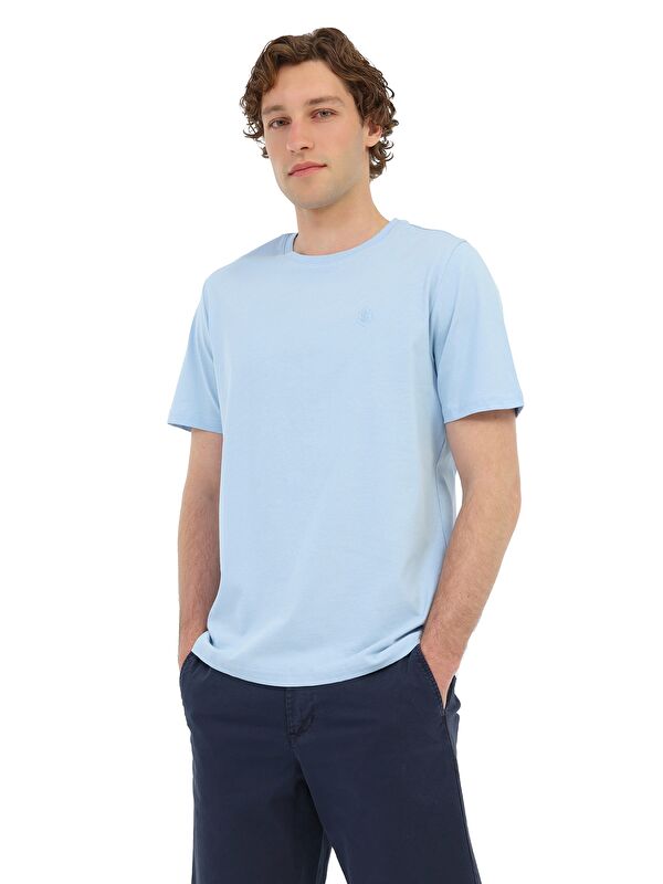 Lumberjack MB CT102 C NK T-SH 6FX Mavi Erkek Kısa Kol T-Shirt