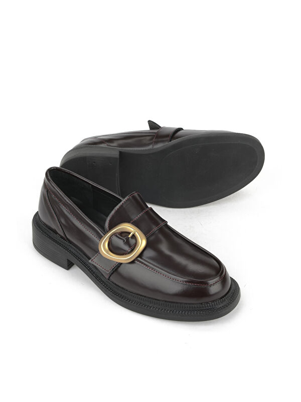 Kadın Hakiki Deri Ayakkabı 153111Z22410 Bordo - Görsel 5