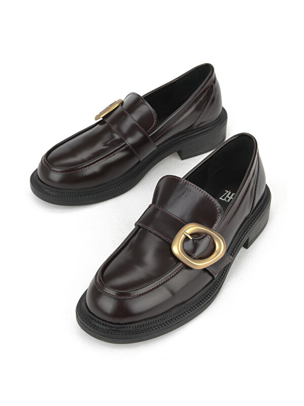 Kadın Hakiki Deri Ayakkabı 153111Z22410 Bordo - Görsel 6