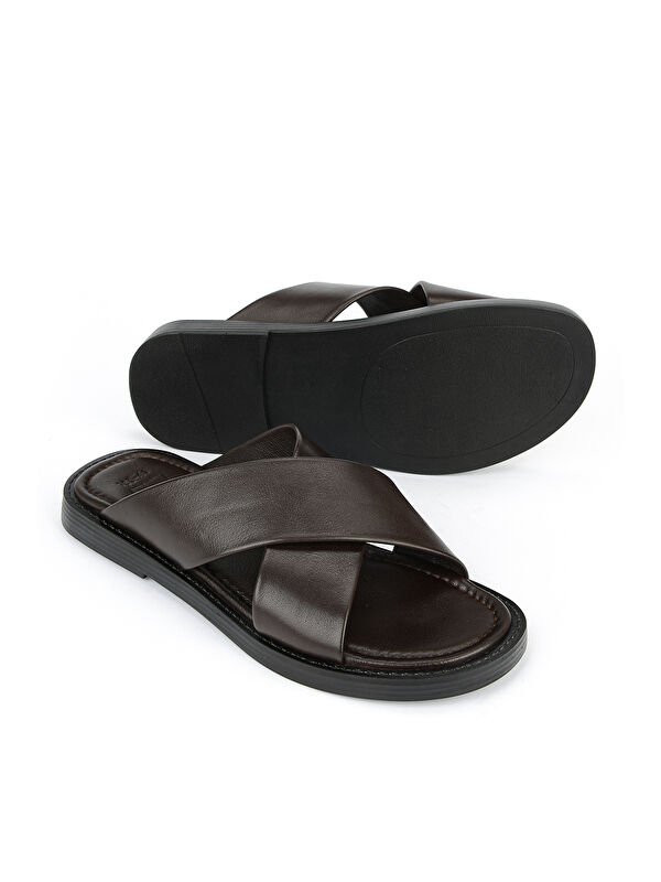 Ziya Ayakkabi Lacivert Ziya Ayakkabi Hakiki Erkek Deri Terlik 1611045ZM153