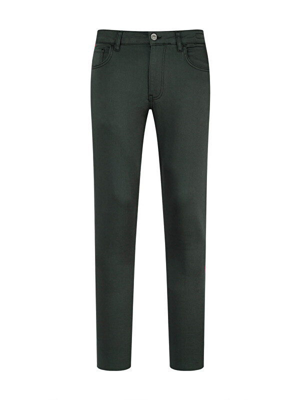 Hatemoğlu Haki Slim Fit Pamuklu 5 Cep Kanvas Pantolon
