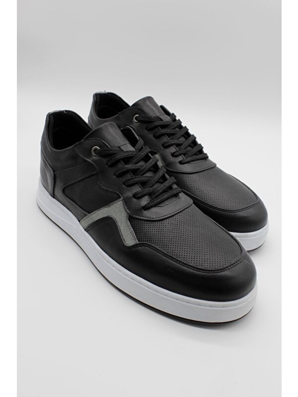 Siyah Hakiki Deri Garnili Bağcıklı Casual Ayakkabı 1033240170 - Görsel 4