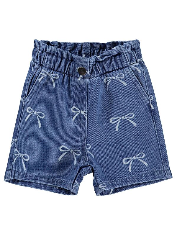 Civil B26Y484 Baby Fiyonk Empirmeli Jean 6-18 Ay Şort - Mavi 6-9 Ay