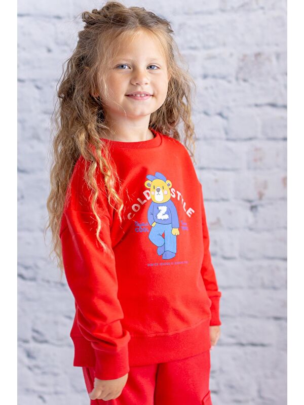 ZEYLAND Kız Çocuk Baskı Ve Nakış Detaylı Sweatshirt - Kırmızı