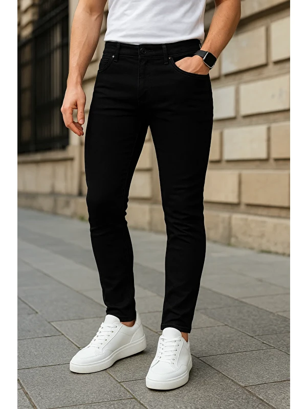 Comstar Erkek Dar Paça Trend Comfort Siyah Jean Pantolon