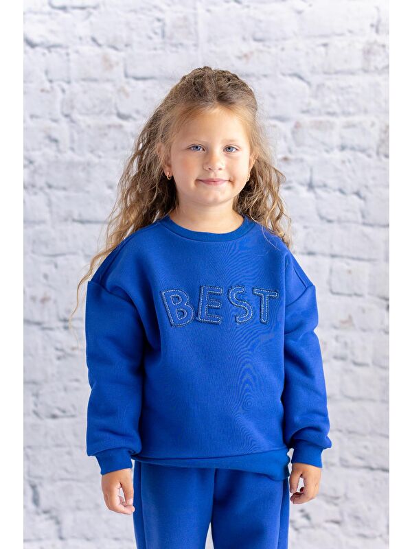 ZEYLAND Kız Çocuk Nakış Detaylı Sweatshirt - Sax