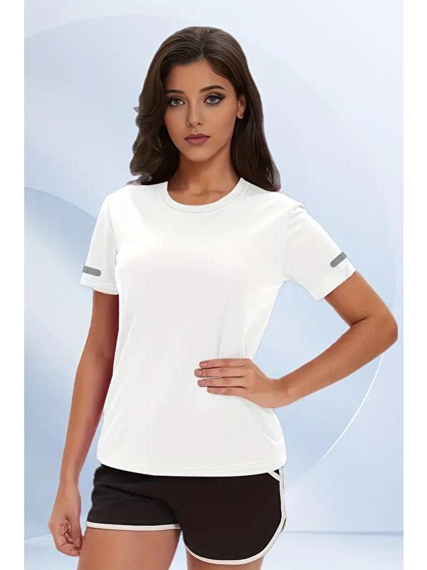 Oksit Fit Mikro Polyester Slim Fit Performans Antrenman Sporcu Kadın Tshirt