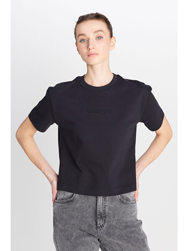 Wrangler %100 Pamuk Relaxed Fit Bisiklet Yaka Siyah Tişört
