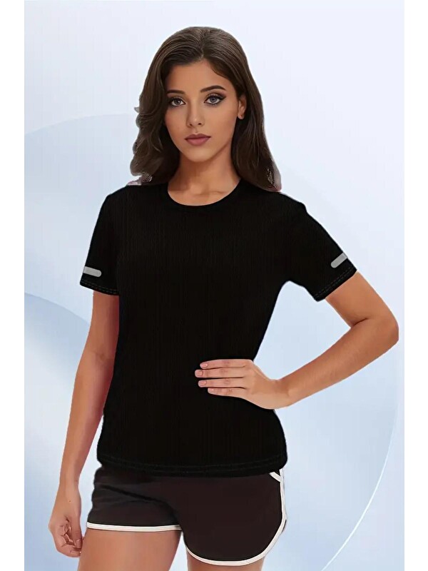 Oksit Fit Mikro Polyester Slim Fit Performans Antrenman Sporcu Kadın Tshirt