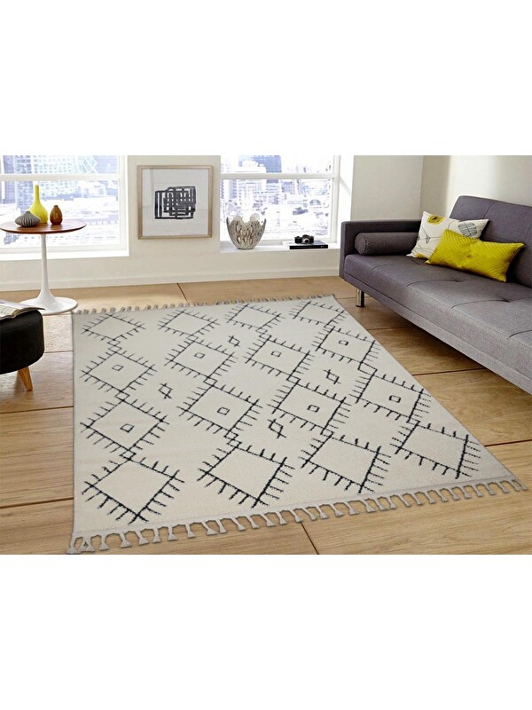 Çeyiz Diyarı Life Antrasit Krem Dikdörtgen Halı 160x230cm
