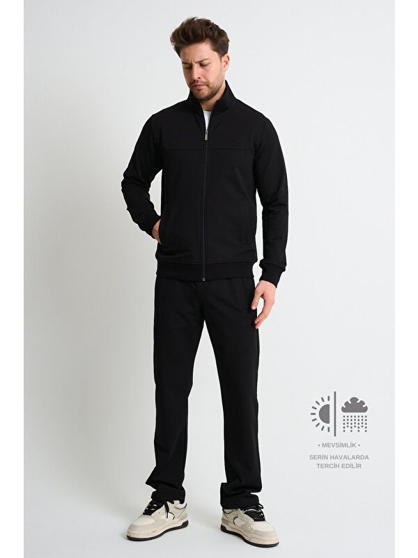 Shooter Sportswear Siyah Premium Rahat Kalıp Mevsimlik Yumuşak Dokulu Erkek Eşofman Takımı