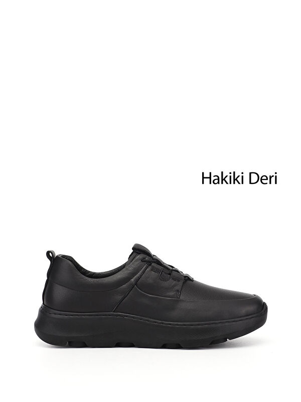 GÖNDERİ(R) Erkek SİYAH Bağcıklı Hakiki Deri Comfort Sneaker