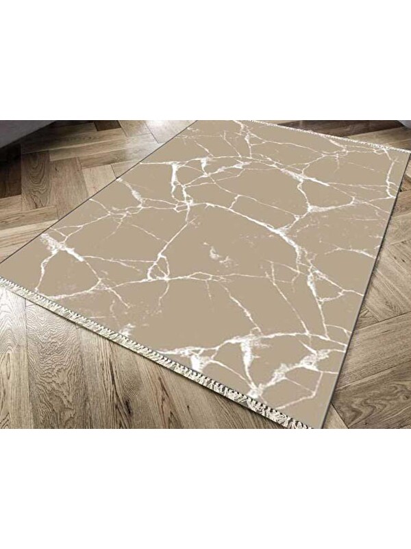 Çeyiz Diyarı Kaymaz Taban Dijital Baskı Kadife Halı Crack Wall Bej 150x220 Cm