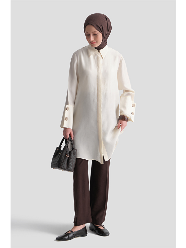 ARMİNE Beli Lastikli Pantolon Kahve