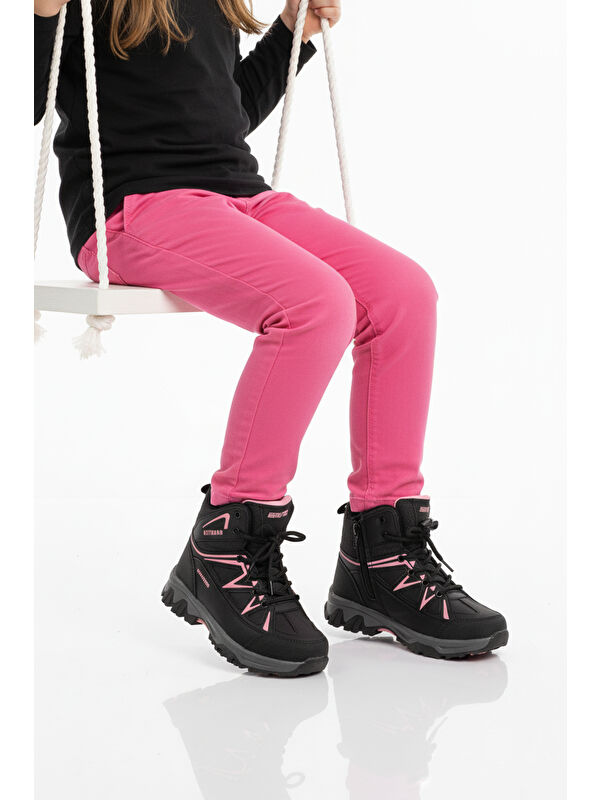 Ayakmod Siyah Pembe Polarlı Kaymaz Kız Çocuk Outdoor Bot 2301 F