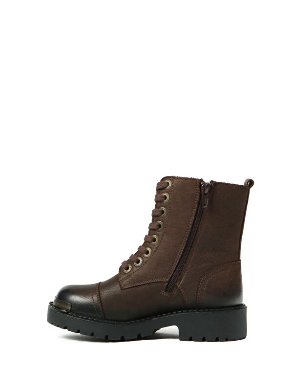 Hakiki Deri Kahve Yıkama Nubuk Çocuk Bot - Görsel 4