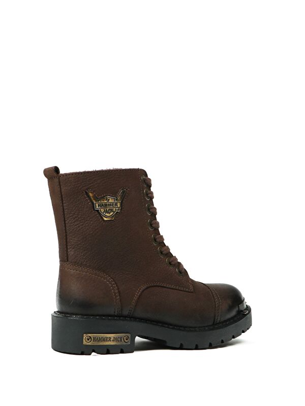 Hakiki Deri Kahve Yıkama Nubuk Çocuk Bot - Görsel 5