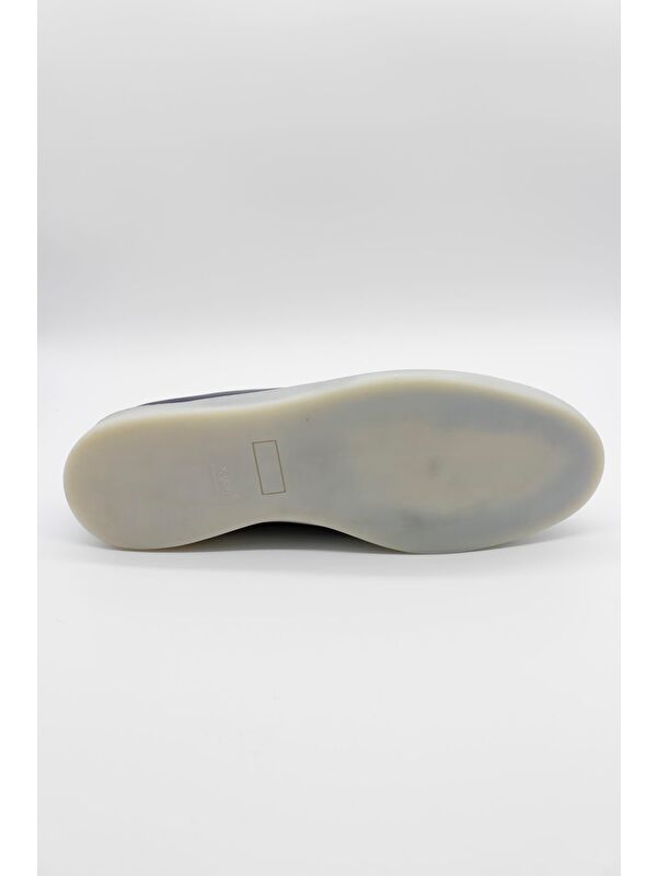 Koyu Lacivert %100 Deri Süet Bağcıksız Casual Ayakkabı 1033240166 - Görsel 3