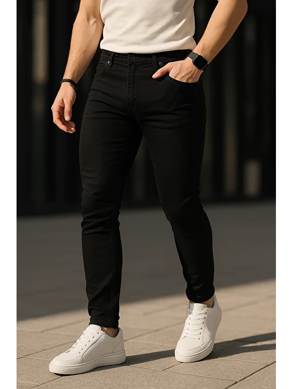 Comstar Erkek Pamuklu Basic Siyah Jeans Pantolon
