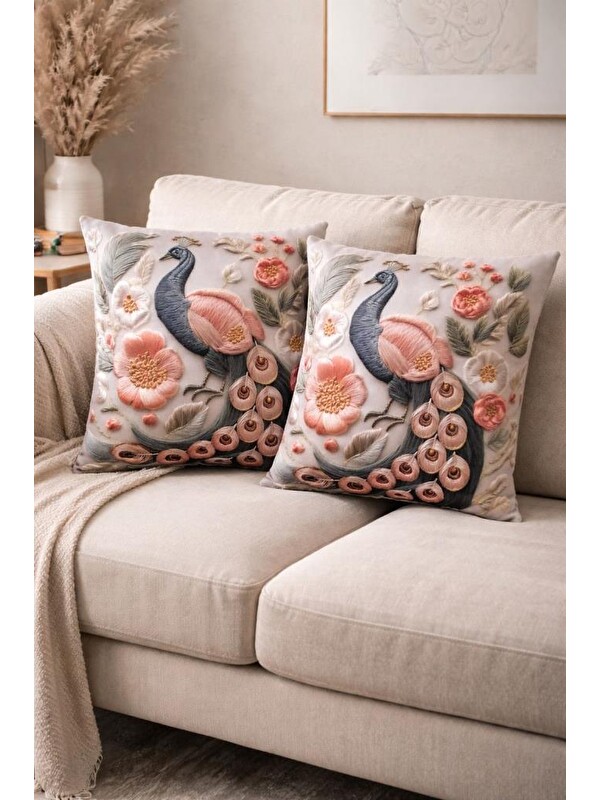 Çeyiz Diyarı Vellina Baskılı 2li Kırlent Kılıfı 40x40 cm