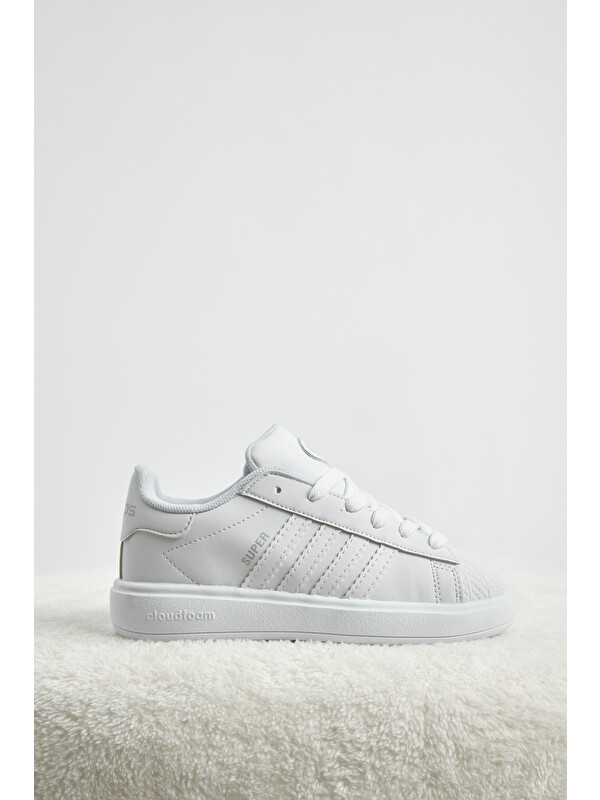TONNY BLACK Çocuk Unisex Beyaz Rahat Kalıp Nefes Alabilen Bağcıklı Sneaker