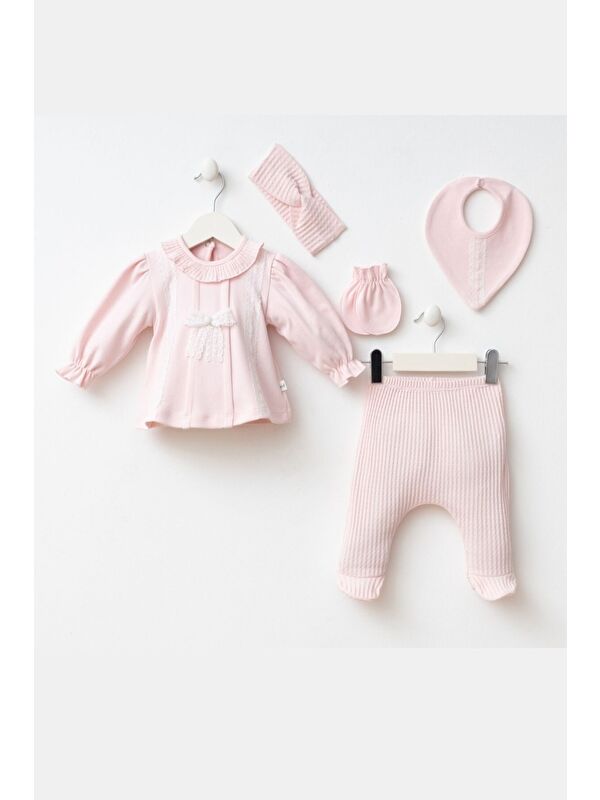Cantoy Kız Bebek Dantel Ve Bandana Detaylı 5'li Hastane Çıkış Zıbın Set