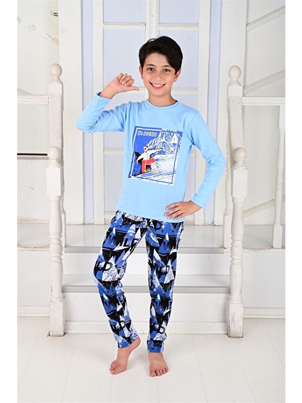 Vitmo Erkek Çocuk Uzun Kollu Pijama Takımı Colarado Mavi