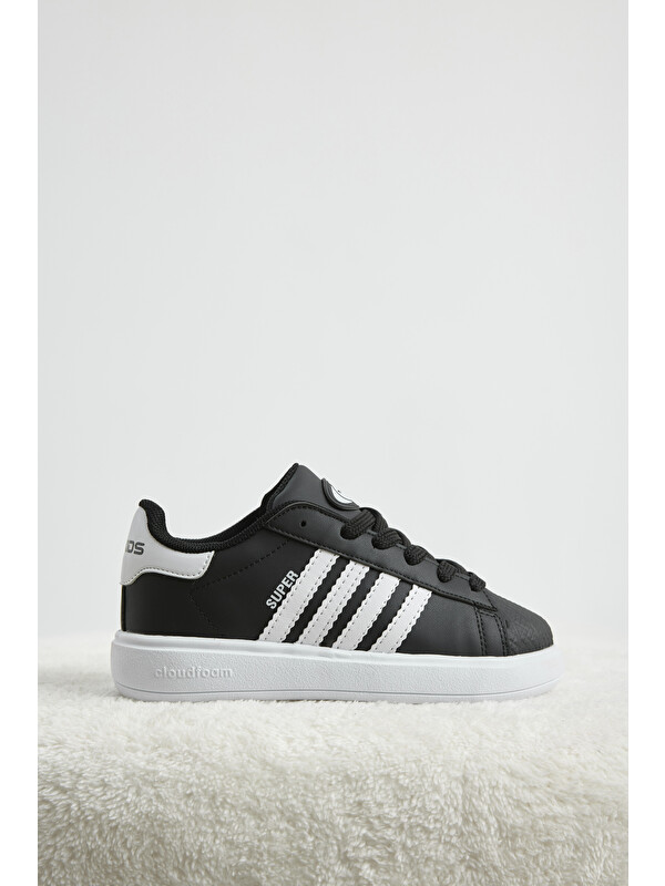 TONNY BLACK Çocuk Unisex Siyah Beyaz Rahat Kalıp Nefes Alabilen Bağcıklı Sneaker