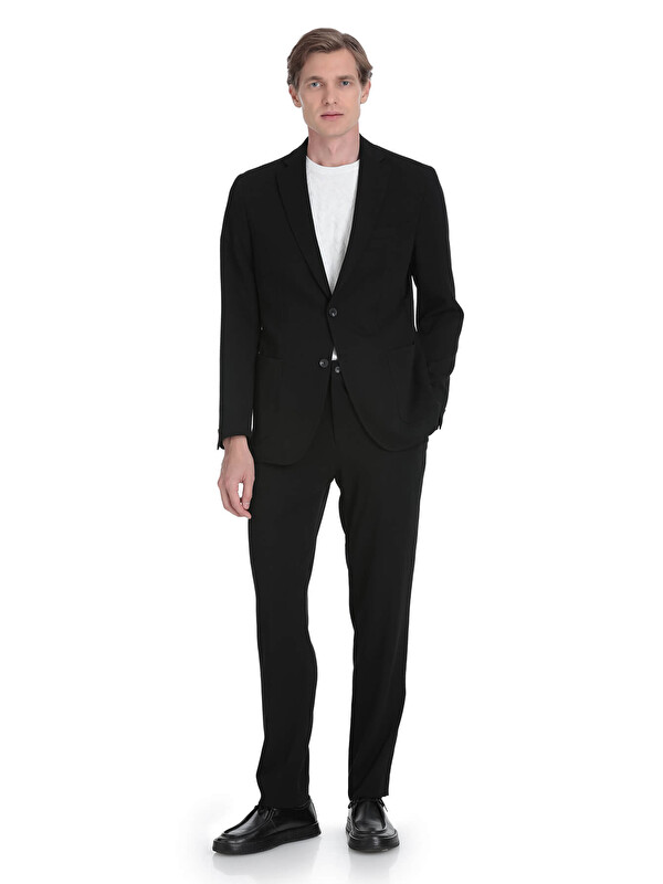 Hatemoğlu Siyah Slim Fit Mono Yaka Casual Takım Elbise