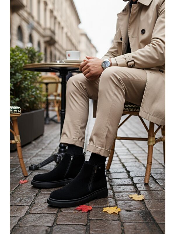 ASTRA Hakiki Deri Çift Fermuarlı Erkek Casual Kışlık Bot - Görsel 9