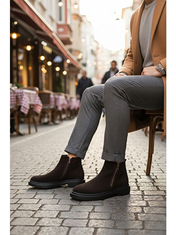 ASTRA Hakiki Deri Çift Fermuarlı Erkek Casual Kışlık Bot - Görsel 7