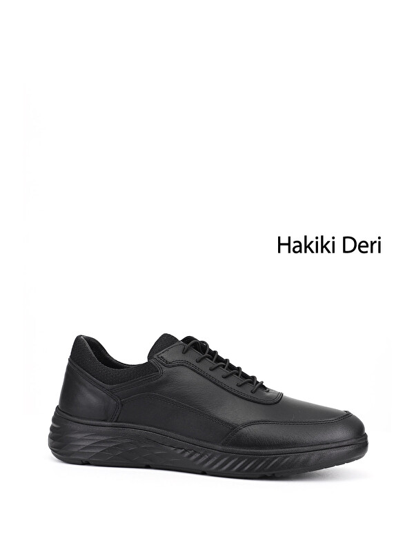 GÖNDERİ(R) Erkek SİYAH Bağcıklı Hakiki Deri Sneaker
