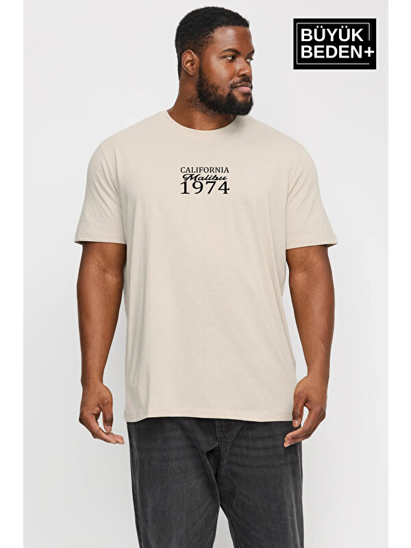 Süperlife Erkek Büyük Beden California 1974 Baskılı 3xl-6xl Bisiklet Yaka Tshırt SPR26TBS510-02