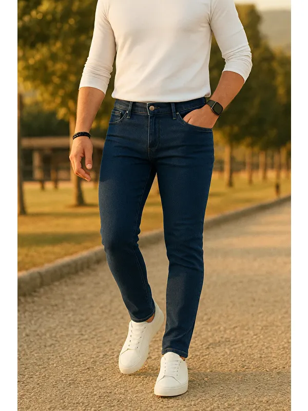 Comstar Erkek Trend Slim Fit Lacivert Jean Pantolon
